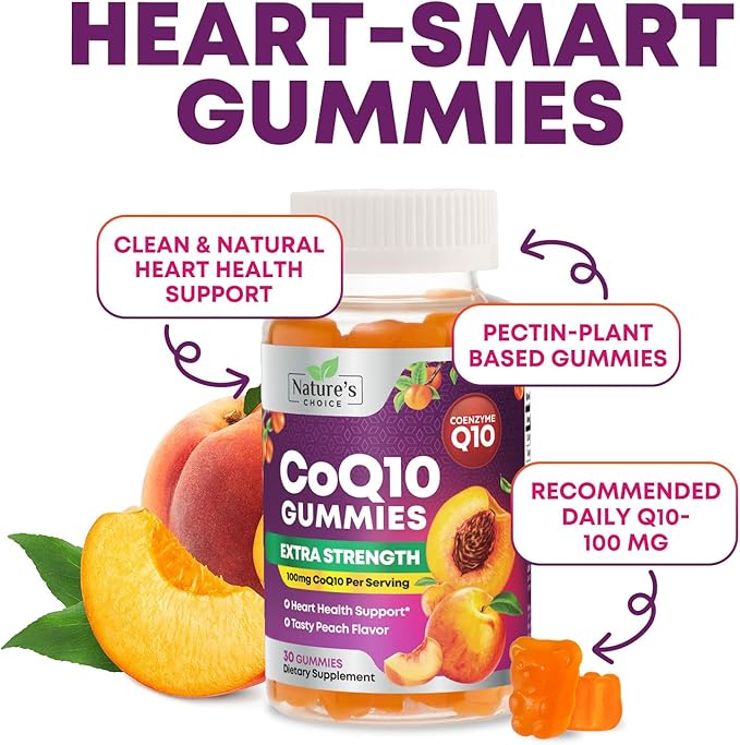 CoQ10 Gummies for Adults - Coenzyme Q10 100mg Per Serving - 3X Strength, High Absorption Antioxidant Supplement for Heart Health Support & Energy Production - Co Q10 (Coq 10) Supplements - 30 Gummies
