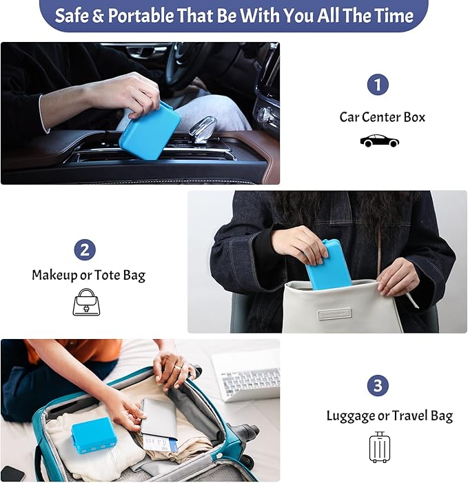 Foldable & Portable Weekly Pill Organizer 2 Times a Day with Clear Printed Labels - 7 Day AM PM Medicine Box, Week Daily Travel Pill Meds Case Holder for Medications, Vitamin, Supplement - Blue
