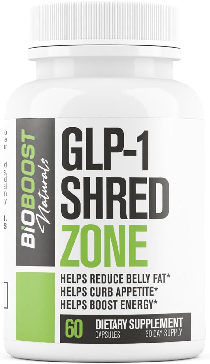 GLP-1 Shred Zone - Weight Loss Pills for Women & Men + Appetite Suppressant Support - Supports Healthy Pathways Associated with GLP-1 Activity - Fat Burner Supplement - 60 Capsules