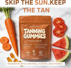velura Savanna Skin Tanning Gummies, Astaxanthin & Lycopene Complex for Natural Sun-Kissed Glow & Hydration, Watermelon, Vegan, Sugar Free – 60 Count