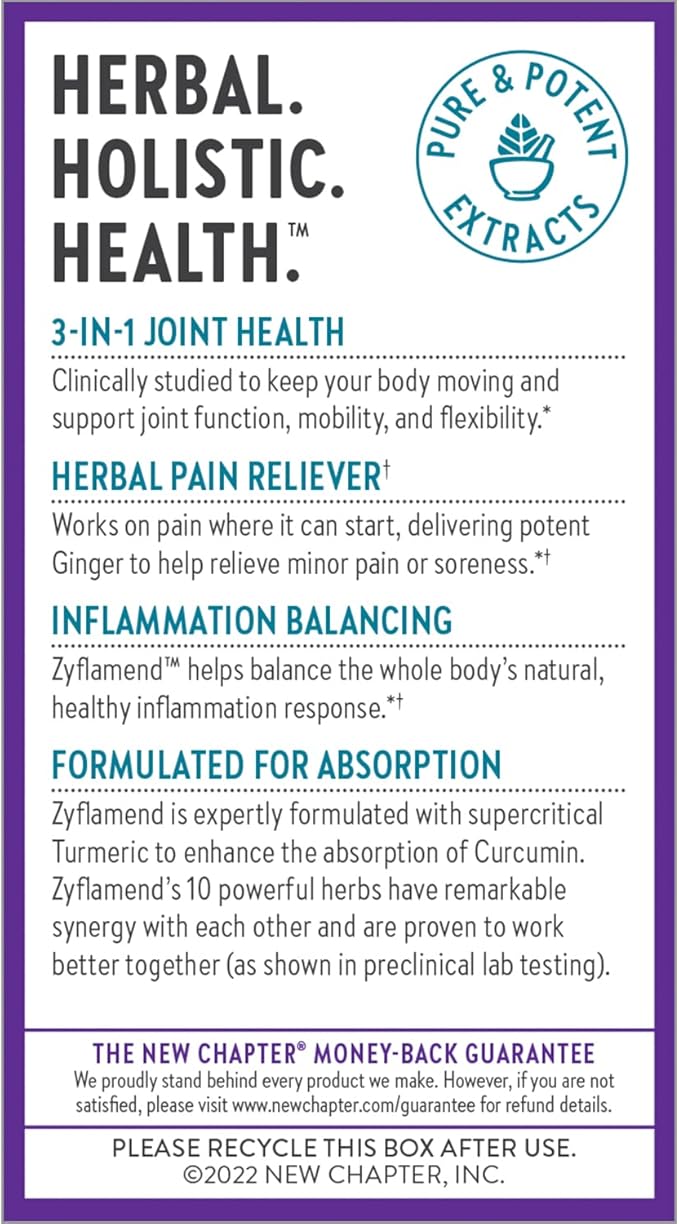 New Chapter Zyflamend™ Joint Supplement & Herbal Pain Relief – 10-in-1 Superfood Blend with Turmeric, Ginger & Green Tea - for Healthy Inflammation Response, Mobility & Flexibility, 180 Capsules