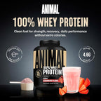 Animal 100% Whey Protein Powder – Whey Blend for Pre or Post Workout, Recovery, Anytime Low Sugar Protein Boost Meal Replacement with BCAA Branched Chain Amino Acids – New Flavor, Strawberry, 4 lb