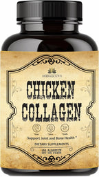 HERBALICIOUS Chicken Collagen Capsules – Collagen Supplement for Joint, Skin & Bone Support – Hydrolyzed Collagen Peptides from Chicken Bone Broth – Non-GMO, Anti-Aging – 120 Capsules