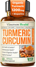 Turmeric Curcumin Supplement with Black Pepper Extract - High Potency Organic Turmeric 1200mg & 95% Curcuminoids for Joint & Digestive Health - Joint Support Supplement - 60 Vegan Curcuma Capsules