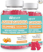 WEEVIT Ashwagandha Gummies with Vitamin D for Women & Men, Ashwagandha Gummy with Maca Root Powder | Organic Ashwa Gummies for Boost Energy