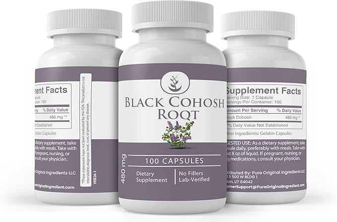 Pure Original Ingredients Black Cohosh Root, (100 Capsules) Always Pure, No Additives Or Fillers, Lab Verified
