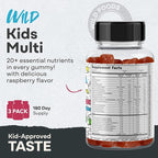 Wild Foods Kids Multivitamin Gummies – Natural Skin, Immune & Bones Support with Kids Vitamins A, C, D, E, B12, Iron & DHA – Probiotics & multivitamin for Growth – 60 Flavored Gummies