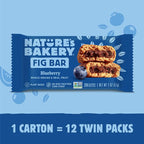 Nature's Bakery Whole Wheat Fig Bars, Blueberry, Real Fruit, Vegan, Non-GMO, Snack bar, Twin packs- 12 count