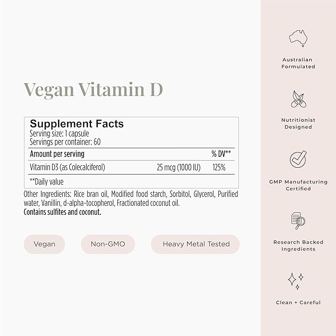 JSHealth Vitamin D3 1000IU Supplement. Vegan D3 Vitamins Support Bone Health, Muscle Strength, Heart Health, Immune Support. Vegan. By Nutritionist Jessica Sepel (60 Tablets)