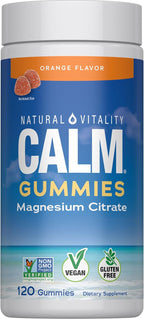 Natural Vitality Calm Magnesium Gummies | 330mg Per Serving | Orange Flavored Supplement | Gluten-Free & Vegan | 120 Count
