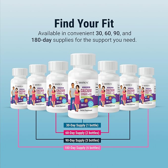 BariatricPal Easy Swallow Calcium Citrate (600mg) and D3 Coated Tablets (60-Day Supply)