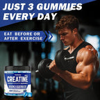 Creatine Monohydrate Gummies 5g – Pre-Workout Energy & Muscle Growth Support for Men & Women | Blueberry Electrolyte Gummies, 120 Count