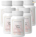 Nourished Natural Health Calm + Sleep – Relaxation & Melatonin-Free Sleep Supplement for Women, Cortisol Support with Ashwagandha, L-Theanine, Magnesium & Valerian Root–Vegan & Non-GMO – 360 Capsules