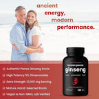 NutraChamps Korean Red Panax Ginseng Capsules | Extra Strength Ginsenosides for Energy, Focus, Performance, Vitality & Immune Support | Korean Ginseng Root Extract (120, Red)