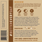Earth Fed Muscle Chocolate Collagen Peptides Powder – Grass Fed Hydrolyzed Collagen for Women & Men - Healthy Bones, Skin & Hair - Types 1 & 3 Collagen Powder, 20g Per Serving, 19 Servings