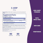 Natrol Mood + Stress 5-HTP 100 mg, Dietary Supplement for a Balanced Mood, Capsules for Adults, 30 Capsules, Up to a 30 Day Supply