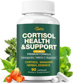 Cortisol Supplements for Women & Men, Cortisol Reducer with Magnesium, Ashwagandha & L-Theanine, Cortisol Manager for Sleep Support & Stress Relief, Cortisol Detox, Lower and Control 90 Capsules