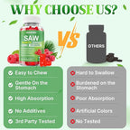 Saw Palmetto Gummies 600mg Saw Palmetto Supplement with Pumpkin Seed Oil, Biotin, Prostate Health Supplements for Men, Advanced DHT Blocker, Hair & Urinary Health Support, Raspberry Flavor, 60 Counts