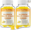2 Pack Magnesium Malate Gummies 1000mg, High Absorption Magnesium Supplements for Adults & Kids, with L-Theanine, CoQ10 & Vitamin B6, Support Energy Production, Muscle Function, Non-GMO, Vegan, 120Ct