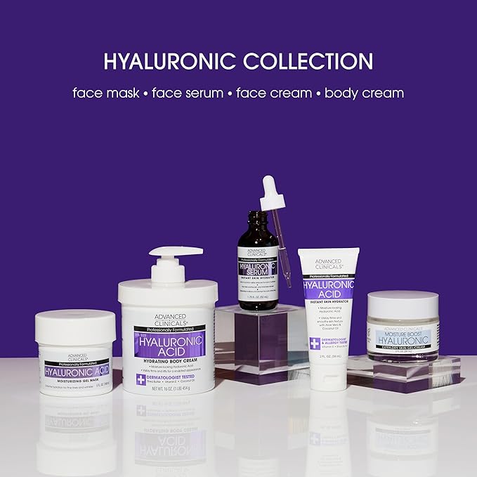 Advanced Clinicals Hyaluronic Acid Moisturizer Body Cream With Vitamin E | Hydrating Cream & Body Lotion For Women & Men To Help Improve Look of Wrinkles, Dry Skin, Crepey Looking Skin, 16OZ, 2-Pack