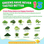 Kids Super Greens Gummies, w/Multivitamins, 20+ Veggie Fruit, Prebiotics, Calcium, Omega-3 (DHA/EPA), Kids Vitamins Greens Superfood Gummies for Picky Eaters Growth, Energy, Immune, Digestion, 1 Pack