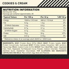 Optimum Nutrition Gold Standard 100% Whey Protein Powder, Cookies & Cream, 2 Pound (Packaging May Vary)