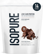 Isopure Low Carb 100% Pure Whey Isolate Protein Powder, Gluten Free, With Vitamins, Dutch Chocolate, 25g Protein Per Serving, 1 Lb, 14 Servings (Packaging May Vary)