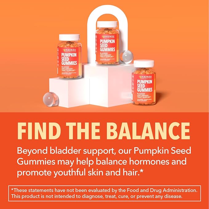 Pumpkin Seed Oil Gummies for Bladder and Urinary Tract Support - 200mg Pumpkin Seed Extract Per Serving - Vegan, Non-GMO, Gluten-Free - Sugar Free Pumpkin Seed Gummies - Orange Flavor, 30 Servings