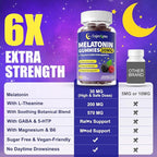 30mg Melatonin Gummies Supplement: Extra Strength Plus Magnesium Ashwagandha L-Theanine Chamomile Valerian GABA Vitamins B6 B12 D3 for Natural Zzz - Sugar Free for Nighttime Adults(120Count)