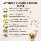 DOKKANABURADAS Weight Loss Supplement Pills with 39 Plant Enzymes & 5X Burning Amino Acids, Natural Digestive Supplement for Metabolism & Gut Health - Made in Japan, 150 Tablets Gold