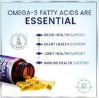 Omega 3 Fish Oil Supplements - 2400mg Fish Oil Per Serving - Triple Strength Omega-3 with EPA & DHA Fatty Acids - Natural Heart, Brain & Immune Support - Wild Caught, Bottled in USA - 120 Softgels