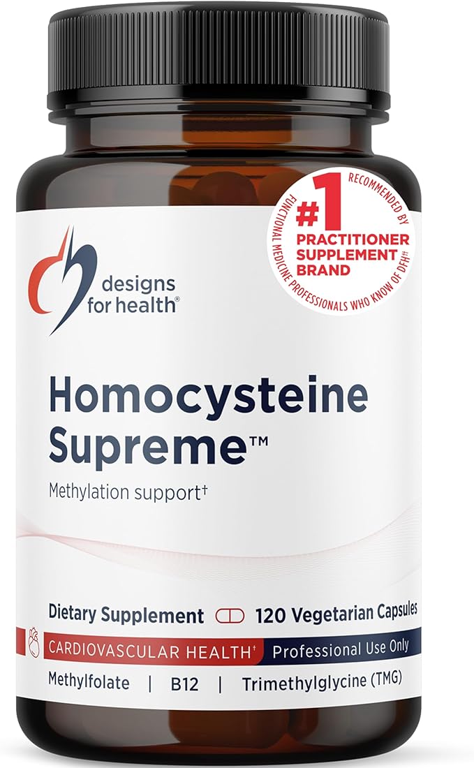 Designs for Health Homocysteine Supreme - Methylated Multivitamin of B Vitamins with Riboflavin, B6, B12, Folate, L-Serine & TMG for Brain Support & Healthy Inflammatory Response (120 Caps)