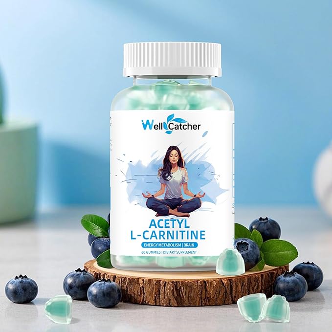 Acetyl L-Carnitine Supplement 1000MG Gummies - Sugar Free Alcar L-Carnitine Gummies for Men Women Support Muscle Endurance Brain Health Energy Metabolism - Vegan Non-GMO Blueberry Flavored 60CT