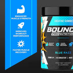 Bounce Pro Creatine Monohydrate Gummies for Men & Women, Low Calorie, 6G of Creatine per Serving, Vegan, Anti-Melting, Gluten-Free, Non-GMO, 2g of Creatine per Gummy (30ct, Blue Razz)