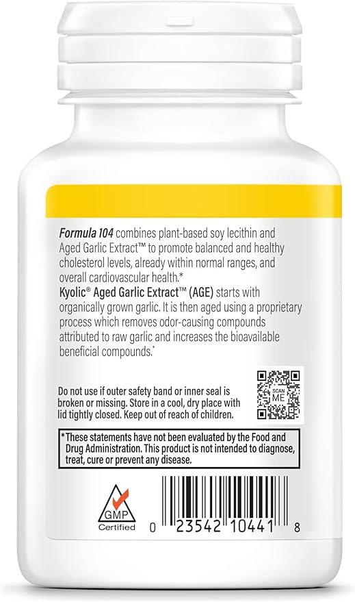 Kyolic Aged Garlic Extract Formula 104, Cholesterol Health*, 100 Capsules