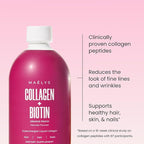 MAËLYS Collagen + BIOTIN Supercharged Liquid Collagen - Drinkable Hydrolyzed Type I & III Collagen Supplement with Biotin, Vitamin C, Zinc & Folic Acid - Orange Peach Flavor (500 mL)