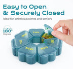 Pill Organizer Weekly - Cute Medicine Pill Organizer 7 Day, Large Daily Pill Box for Travel, SHIJOINYU Pill Dispenser Case 1 Time a Day for Medication/Supplement/Fish Oil (Blue)