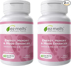 EZ Melts Energy, Memory & Mood Enhancer - B Vitamins Supplement with Vitamin B12, B6, Folate & Biotin - Non-GMO & Vegan - Cherry Berry - 120 Dissolvable Tablets (120 Servings)