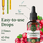 HERBAMAMA Cranberry Supplement Drops - Vegan Urinary Tract Support for Men and Women with Cranberry Extract - Non-GMO, Alcohol & Sugar-Free Kidney Support Supplement, 42-Day Supply