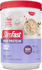 SlimFast Advanced Nutrition High Protein Meal Replacement Smoothie Mix, Vanilla Cream, Weight Loss Powder, 20g of Protein, 12 Servings (Pack of 2) (Packaging May Vary)