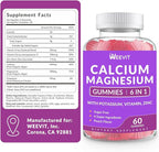 Sugar Free Calcium Gummies Supplement 600mg, Calcium Magnesium Zinc Gummies with Vitamin D3 K2, Potassium, High Absorption CA Gummy for Bone, Teeth & Muscle