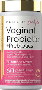 Carlyle Vaginal Probiotics for Women | 60 Capsules | with Prebiotics | Supports Healthy Odor, pH, Yeast Balance, and Flora | Vegan, Non-GMO, Gluten Free | for Her