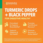 USDA Organic Turmeric Liquid Drops with Black Pepper - 1000mg Curcumin Supplement for Immune & Digestive Health - 30 Servings - Enhanced Absorption - Non-GMO, Vegan, Gluten Free - Unflavored, 1 Fl Oz