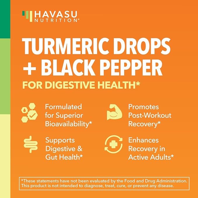 USDA Organic Turmeric Liquid Drops with Black Pepper - 1000mg Curcumin Supplement for Immune & Digestive Health - 30 Servings - Enhanced Absorption - Non-GMO, Vegan, Gluten Free - Unflavored, 1 Fl Oz