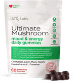 Ultimate Mushroom Daily Gummies - Mushroom Gummies with Cordyceps, Lion’s Mane, and Reishi, Plus Huperzine A & L-Theanine, May Improve Mood and Energy, Apple Berry Flavor, 60 Count