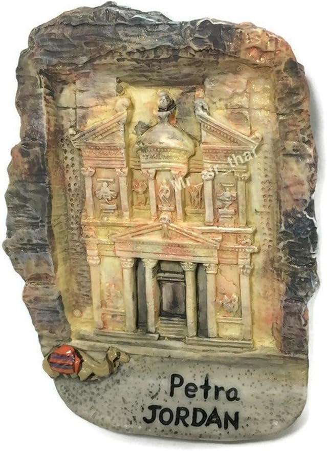 WitnyStore Tiny 2¾" Petra Archaeological City Jordan Magnet - Miniature Hand Made Resin 3D Asia Landmark Tourist Attractions Decorative Refrigerator Fridge Magnets Collectible Traveler Souvenirs Gifts