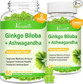 2 Pack Ginkgo Biloba Gummies 240MG with Panax Ginseng for Better Mood and Focus, Booster Brain Health, 120 Vegan Apple Flavor Gummies