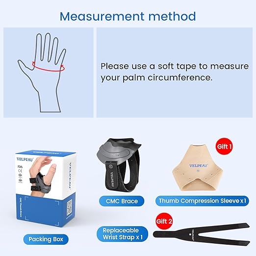 Velpeau CMC Thumb Brace for Osteoarthritis - with Shape-memory Restriction Splint, CMC Joint Stabilizer, Basal Thumb Arthritis Pain Relief and Support for Women and Men (Black, Right Hand, Small)