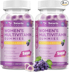 Totaria (2 Pcs) Sugar Free Multivitamin Gummies for Women 14+ w/Inositol, Iron, Folate, Biotin, Womens Daily Multivitamin Gummy w/Vitamin A, D, C, B, Support Hair, Skin, Energy, Immune, Grape Flavor