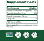 MegaFood Vitamin D3 5000 IU (125 mcg) - Vegetarian Supplements with Vitamin D3 K2 - Supports Bones, Teeth, Muscles & Immune Health - Certified Non-GMO - 60 Mini Capsules, 60 Servings (Pack of 2)